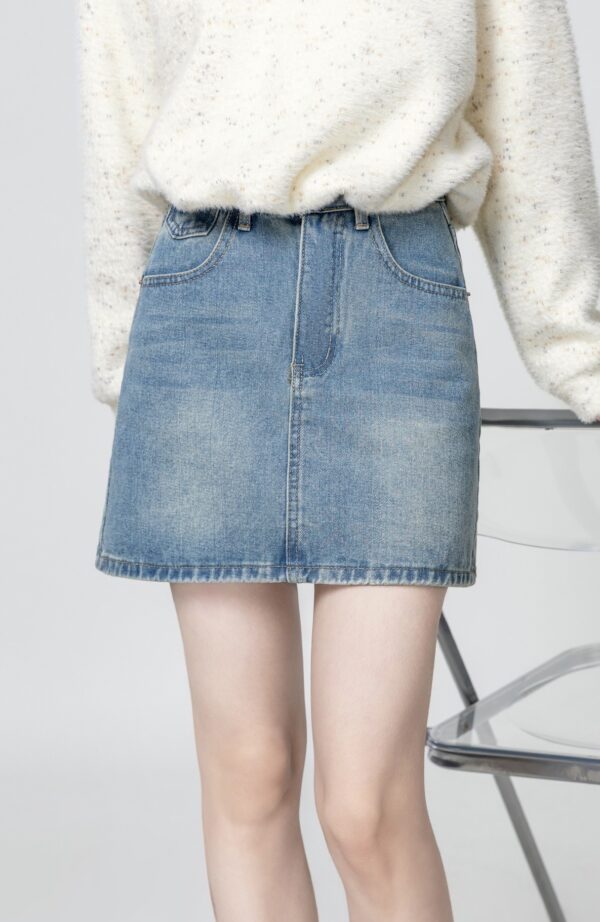 Blue Highwaist Denim Aline Skirt - Image 4