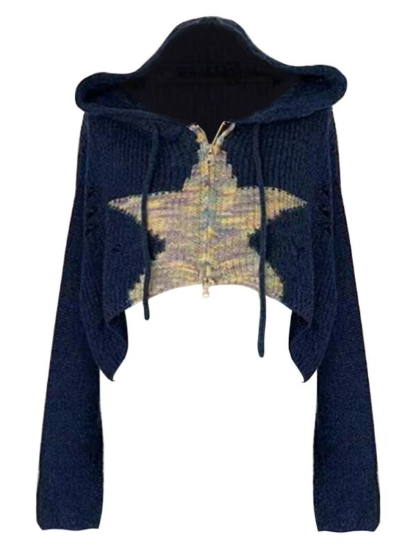 Blue Star Knitted Cropped Jacket | Minju - ILLIT - Image 5