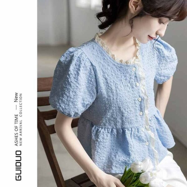 Chic Puff Sleeve Chiffon Blouse - Image 24