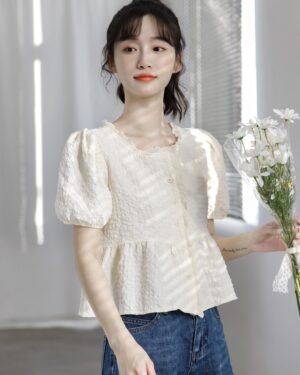 Chic Puff Sleeve Chiffon Blouse