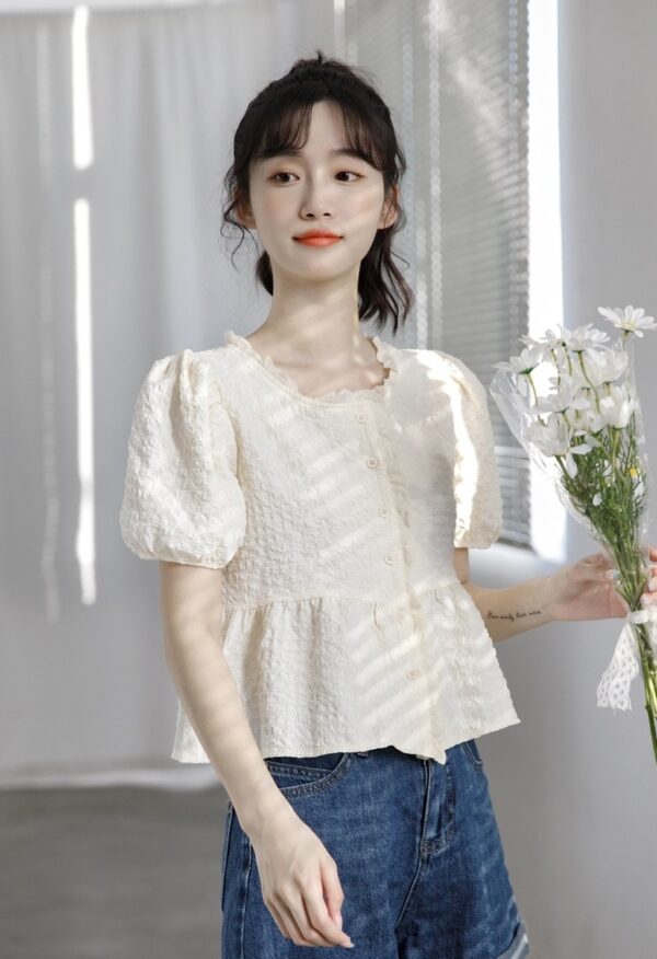 Chic Puff Sleeve Chiffon Blouse