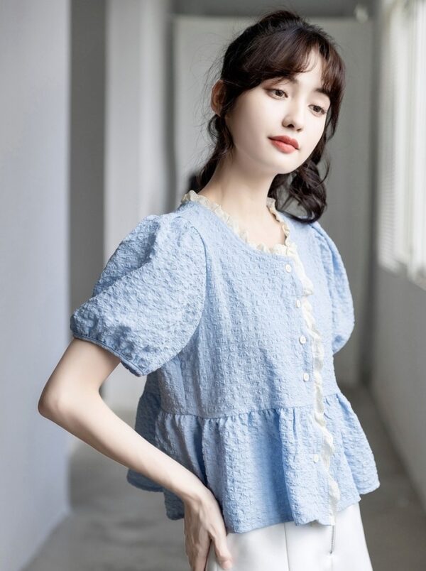 Chic Puff Sleeve Chiffon Blouse - Image 11