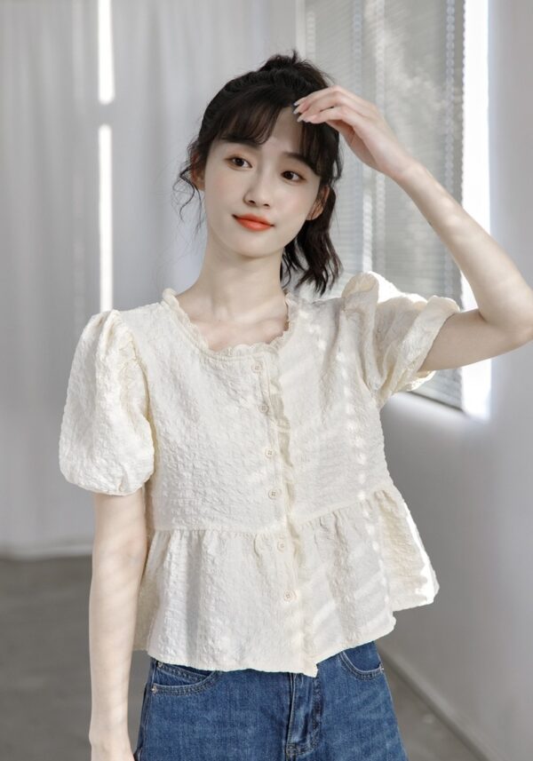 Chic Puff Sleeve Chiffon Blouse - Image 12