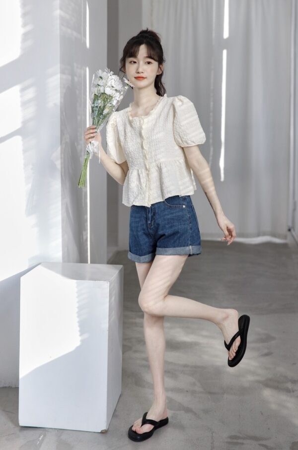 Chic Puff Sleeve Chiffon Blouse - Image 18