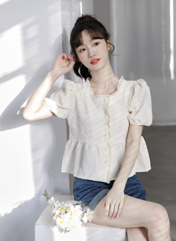 Chic Puff Sleeve Chiffon Blouse - Image 21