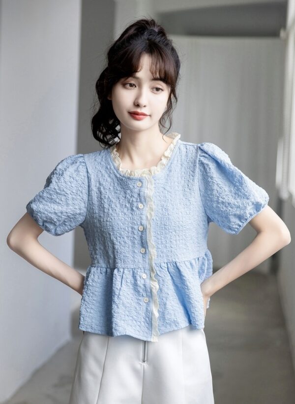 Chic Puff Sleeve Chiffon Blouse - Image 23