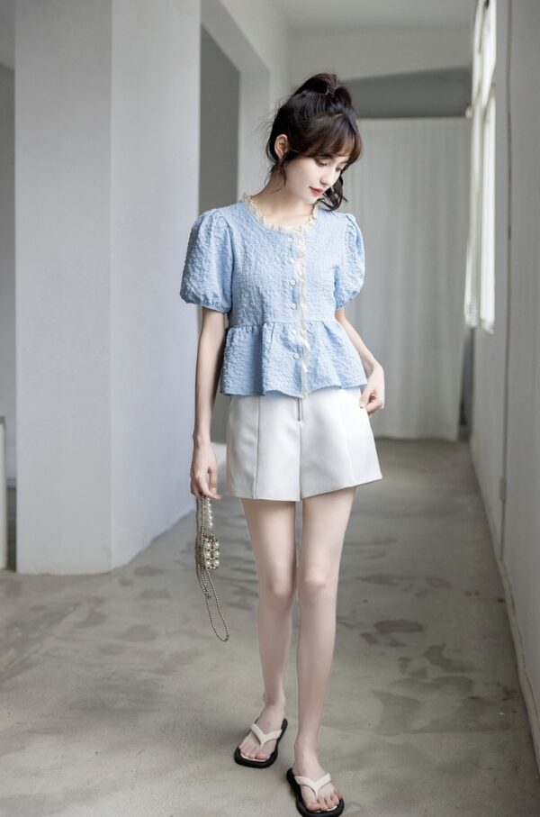 Chic Puff Sleeve Chiffon Blouse - Image 4