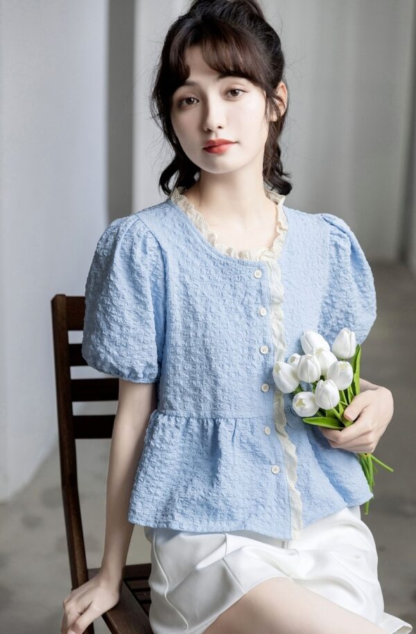 Chic Puff Sleeve Chiffon Blouse - Image 7