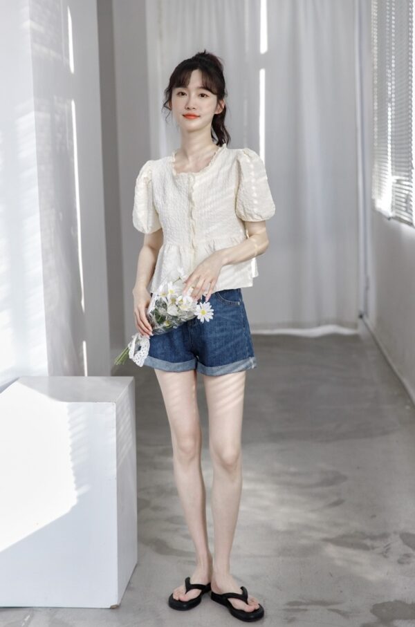 Chic Puff Sleeve Chiffon Blouse - Image 8