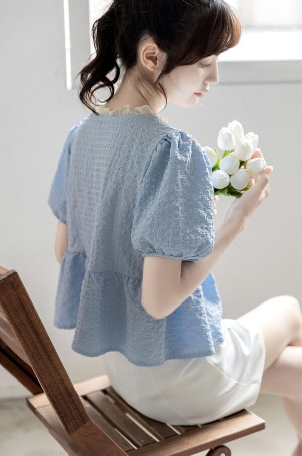 Chic Puff Sleeve Chiffon Blouse - Image 9