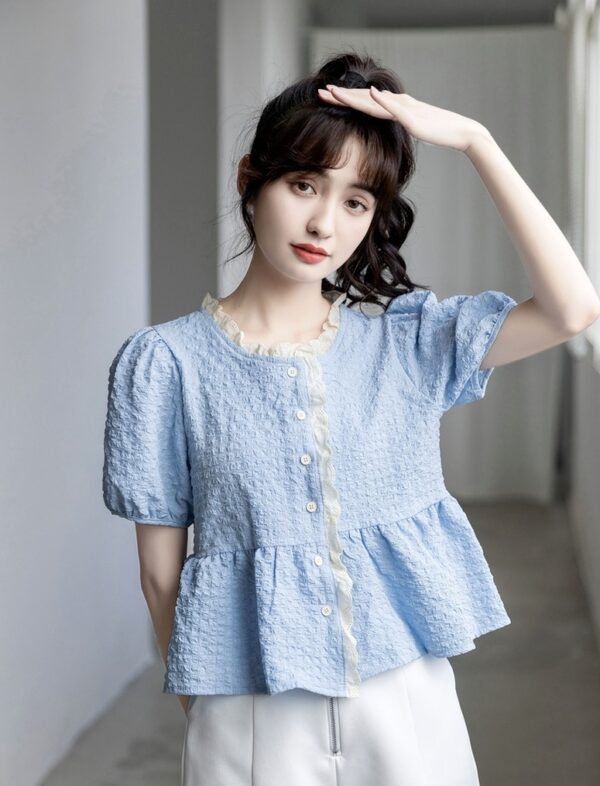 Chic Puff Sleeve Chiffon Blouse - Image 10