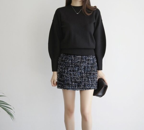 Dark Blue Tweed Woolen Skirt | Rei - IVE - Image 2