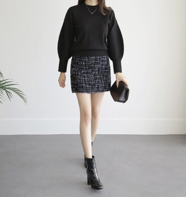 Dark Blue Tweed Woolen Skirt | Rei - IVE - Image 5