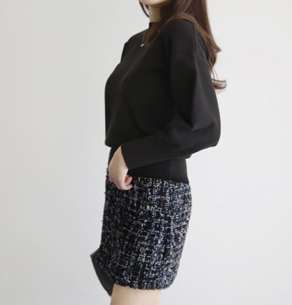 Dark Blue Tweed Woolen Skirt | Rei - IVE - Image 8