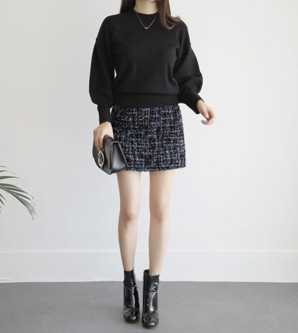 Dark Blue Tweed Woolen Skirt | Rei - IVE - Image 3