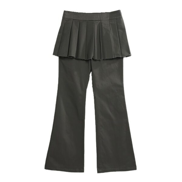 Dark Gray Pleated Skirt Overlay Pants | Rose - BlackPink - Image 6