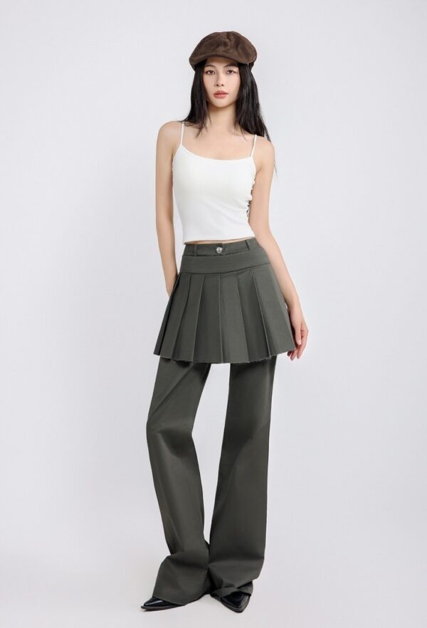 Dark Gray Pleated Skirt Overlay Pants | Rose - BlackPink