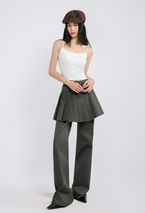 Dark Gray Pleated Skirt Overlay Pants | Rose - BlackPink - Image 4