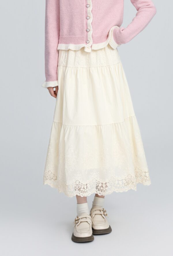 Embroidered Aline Midi Skirt - Image 3