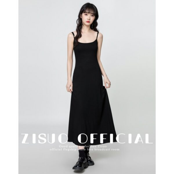 French Black Sleeveless Aline Dress - Image 8