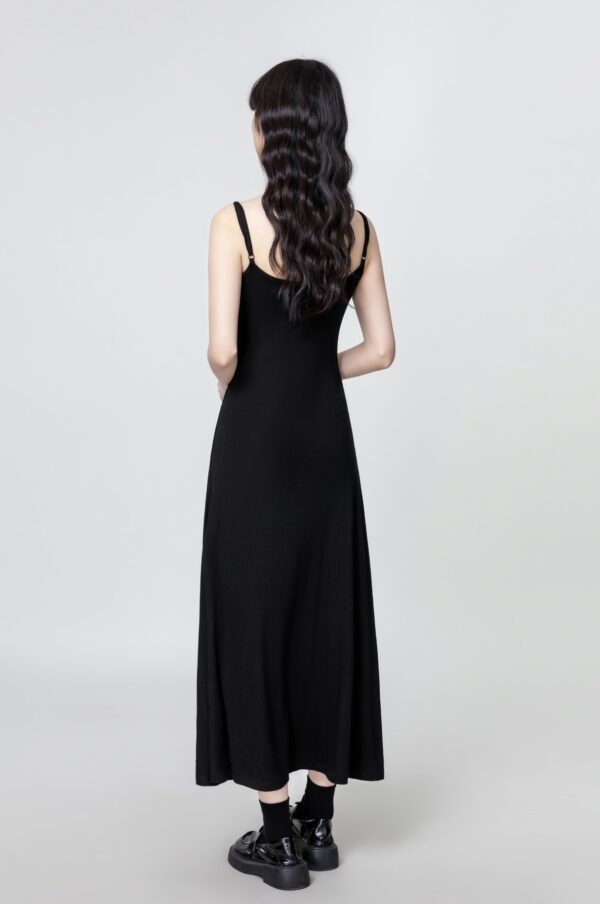 French Black Sleeveless Aline Dress - Image 4