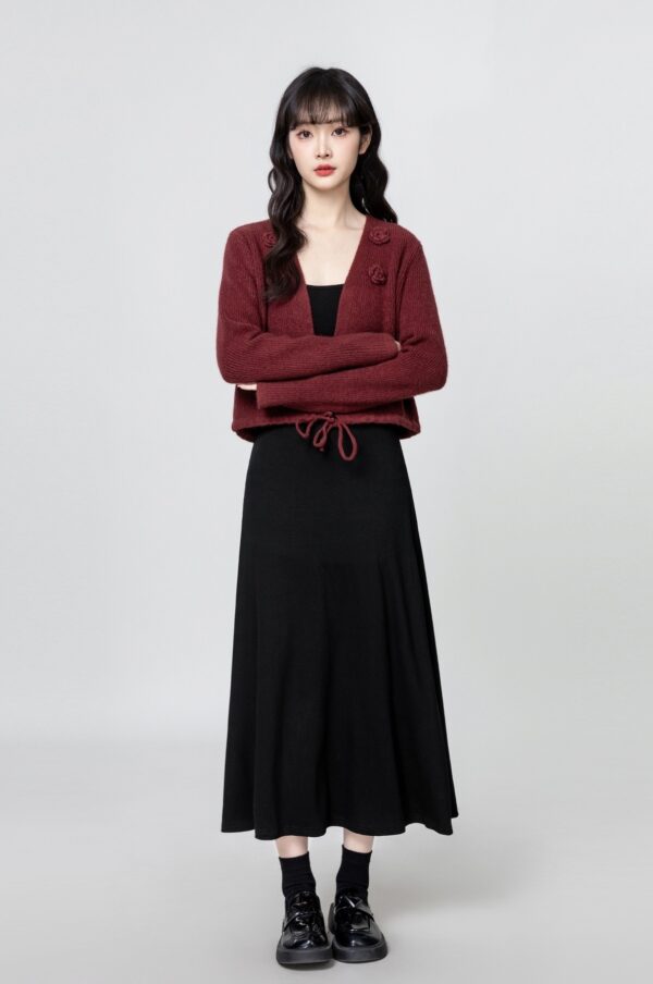 French Black Sleeveless Aline Dress - Image 5