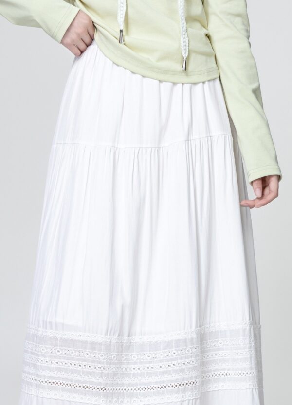 French Style Lace Trim Midi Skirt - Image 5