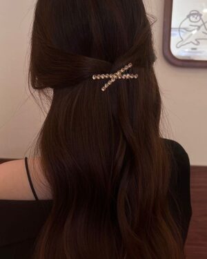 Gold Cross Rhinestone Hair Clip Set | Chung Ha