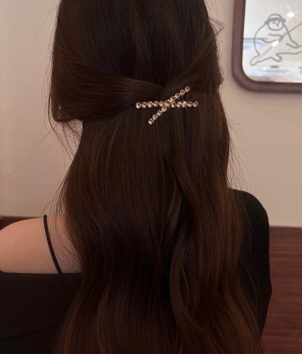 Gold Cross Rhinestone Hair Clip Set | Chung Ha