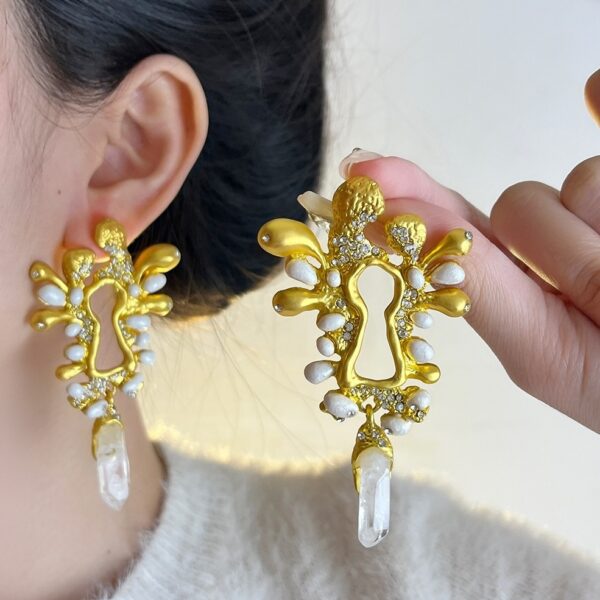 Gold Oriental Statement Earrings | Lisa - BlackPink - Image 2