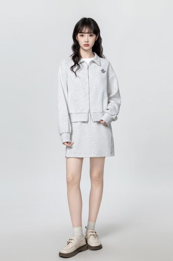 Gray Embroidered Zipup Sweatshirt Jacket - Image 4