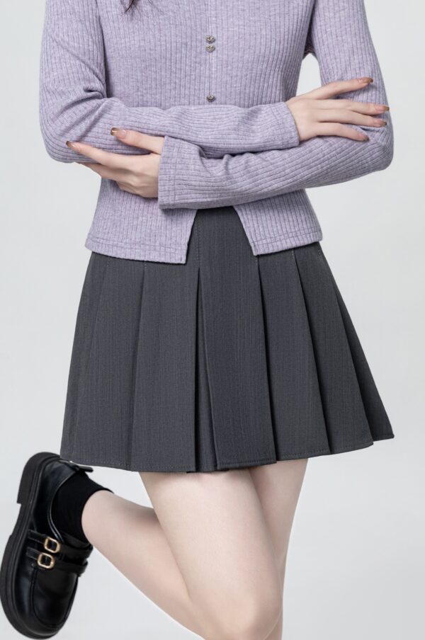 Gray Pleated Highwaist Skirt - Image 2