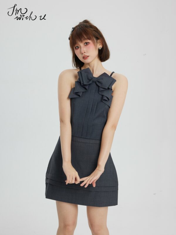 Grey Bow Neckline Pleated Top | Jisoo - BlackPink - Image 11