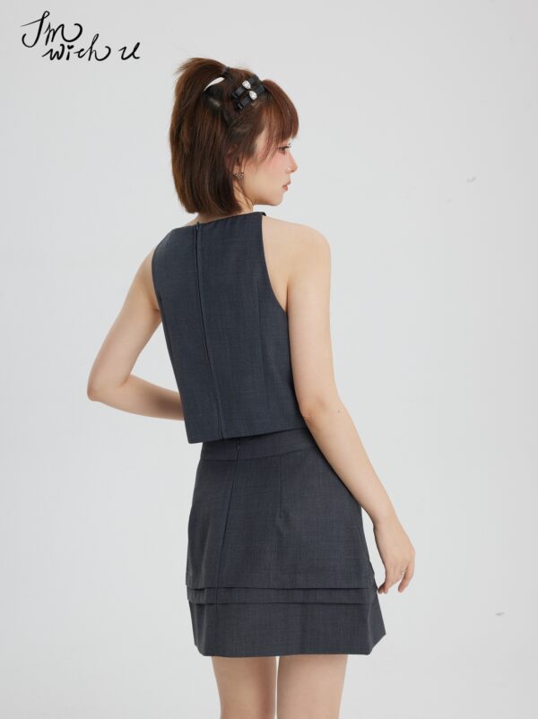 Grey Bow Neckline Pleated Top | Jisoo - BlackPink - Image 12