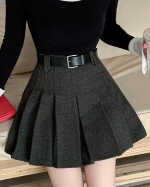 Grey Textured Pleated Skirt | Jisoo - BlackPink