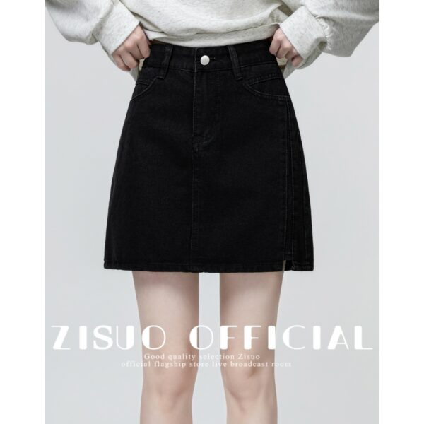 High Waist Black Denim Skirt - Image 9