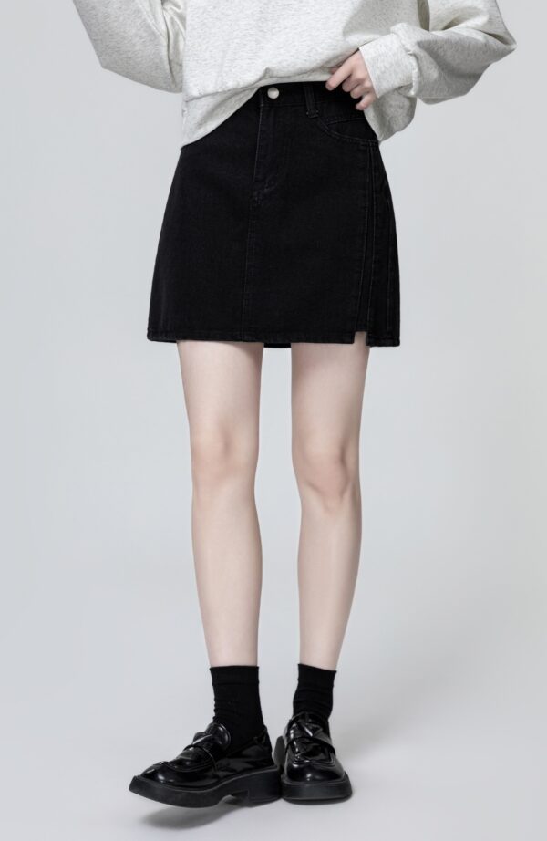 High Waist Black Denim Skirt - Image 4