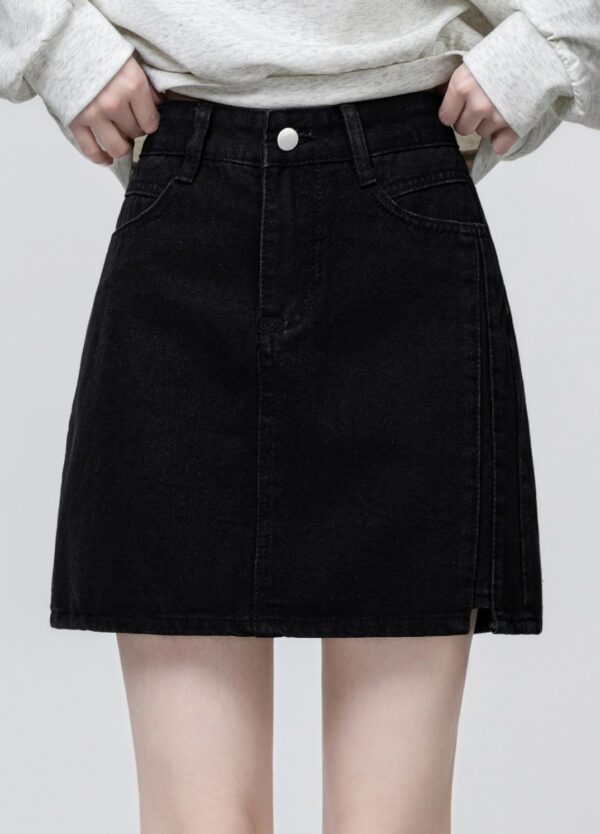 High Waist Black Denim Skirt - Image 7