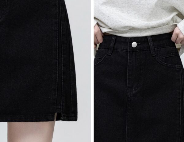 High Waist Black Denim Skirt - Image 8