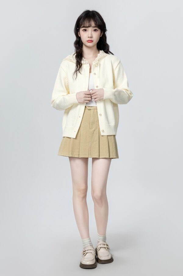 Ivory Lace Knit Cardigan Sweater - Image 2