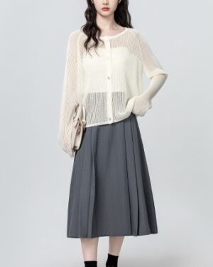 Lace Knit Cardigan With Camisole