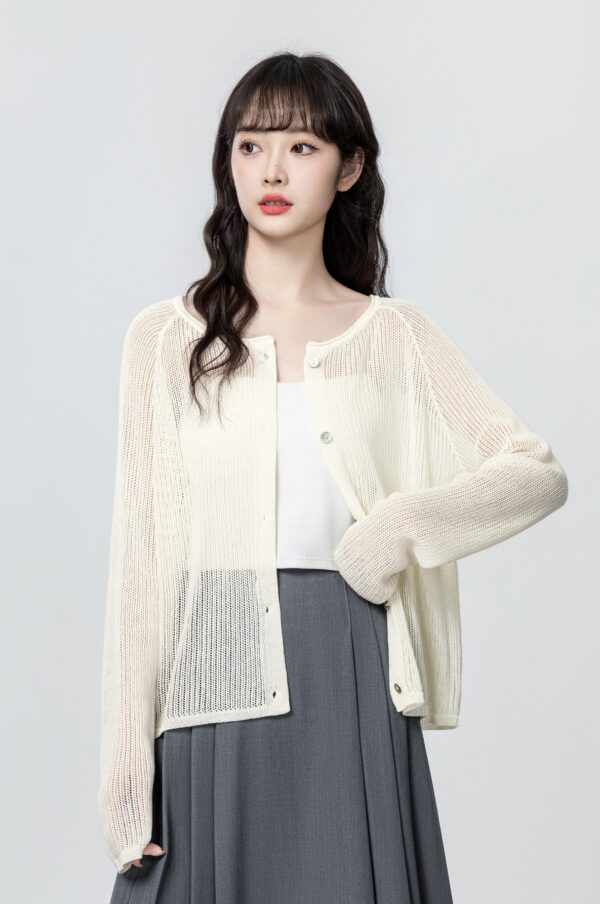 Lace Knit Cardigan With Camisole - Image 3