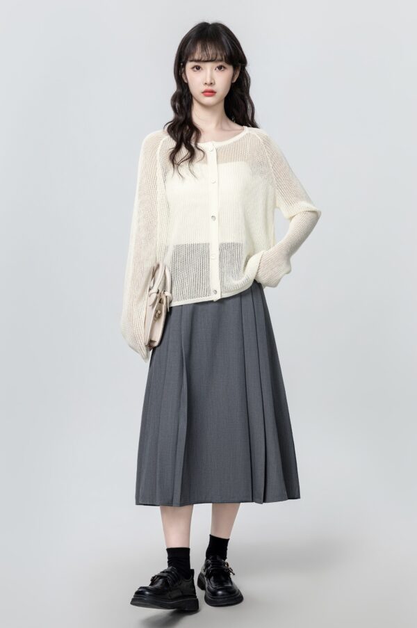 Lace Knit Cardigan With Camisole - Image 4