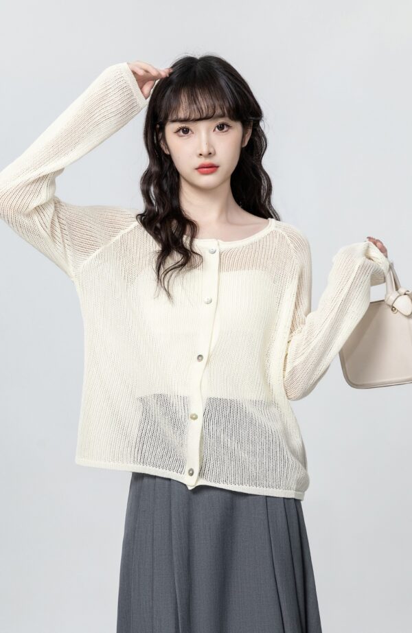 Lace Knit Cardigan With Camisole - Image 6