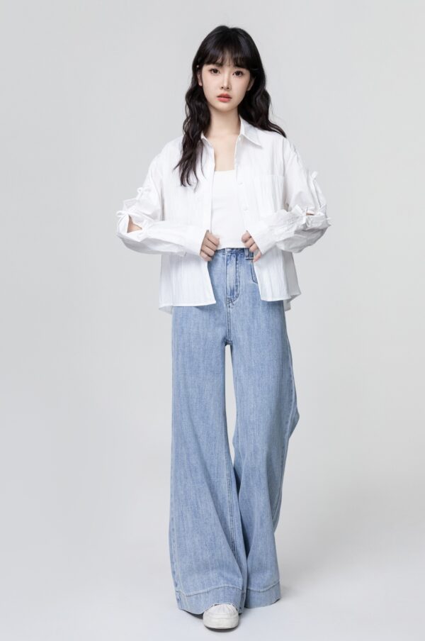 Light Blue Wideleg Denim Trousers