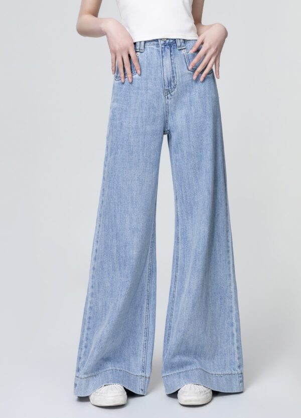 Light Blue Wideleg Denim Trousers - Image 2