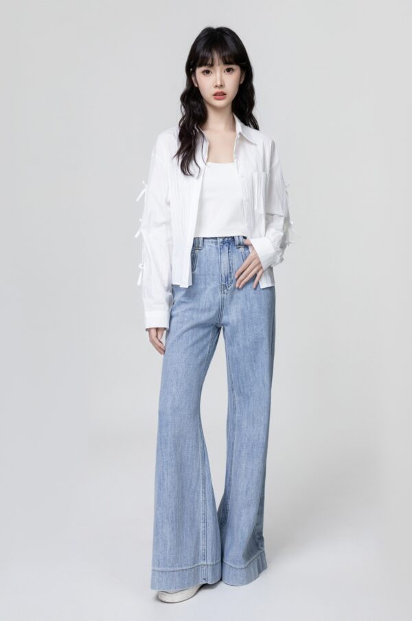 Light Blue Wideleg Denim Trousers - Image 6