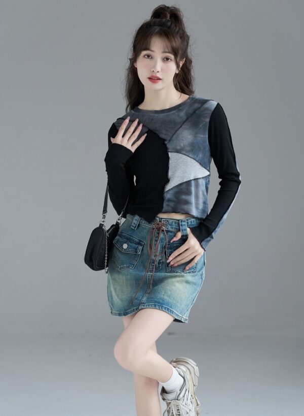 Long Sleeve Contrast Trim Top - Image 9