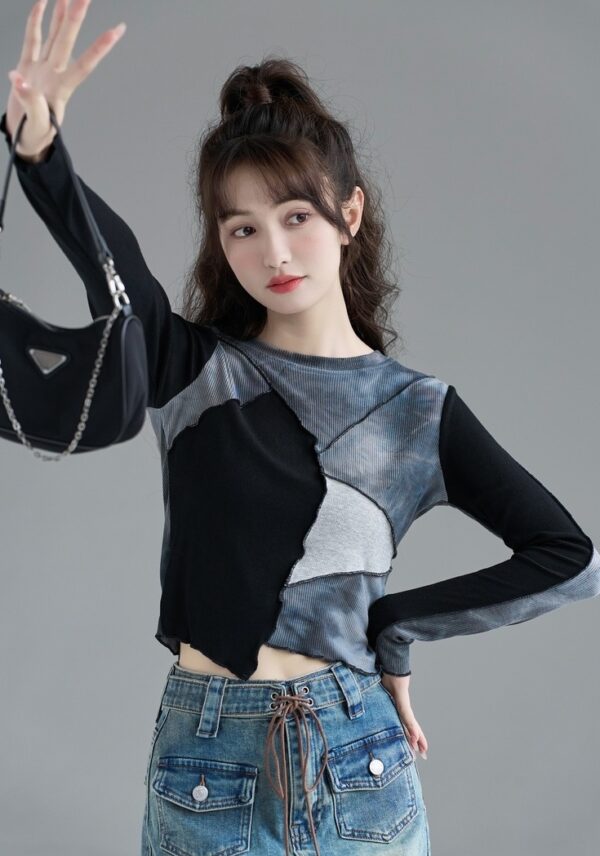 Long Sleeve Contrast Trim Top - Image 4