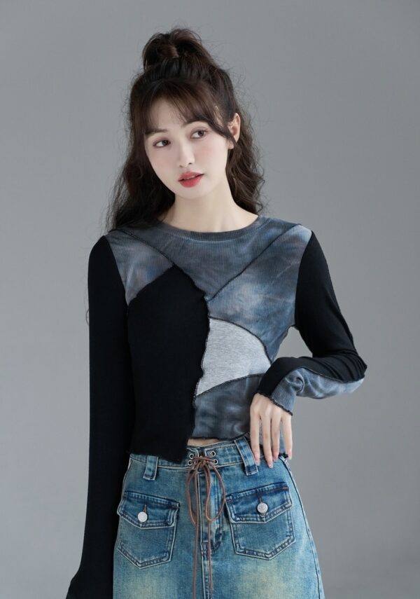 Long Sleeve Contrast Trim Top - Image 8